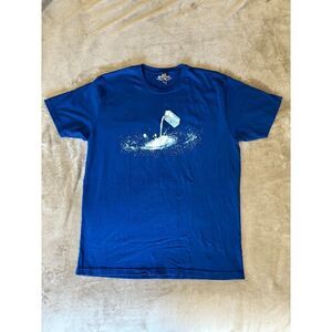 Next Level Apparel Men's Blue White Crew Neck Graphic Milk T-Shirt Size XL